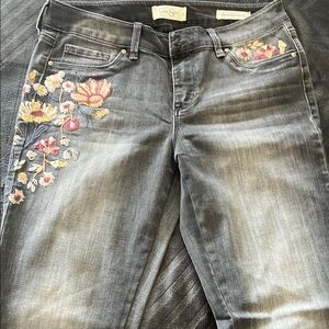 Embroidered Gray Jeans
